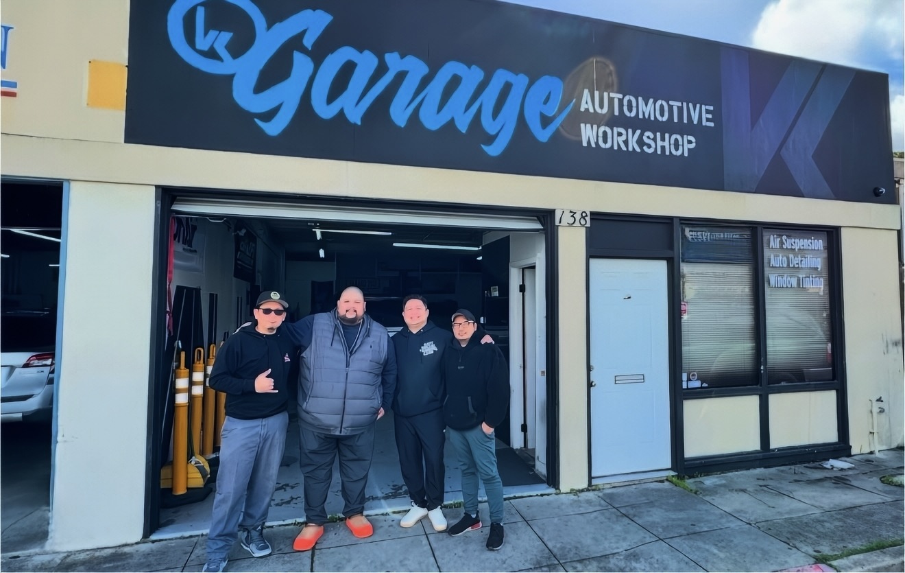 The VK Garage team outside the Fairfield automotive workshop